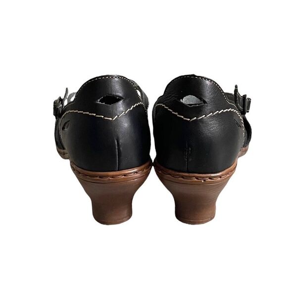 RIEKER Black Leather Mary Jane Style Sandals Shoes Ankle Strap Heel 38 - Picture 10 of 12